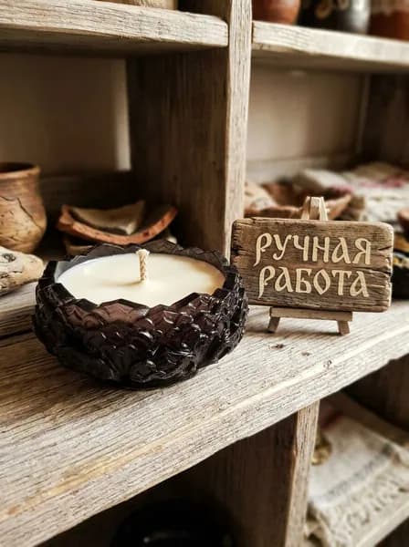 Подсвечник цветок из эпоксидной смолы для чайных свечей. Черный. 1 шт.