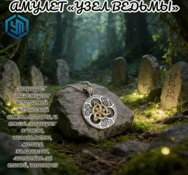 Кельтский амулет Узел Ведьмы с цепочкой (Амулет викингов)