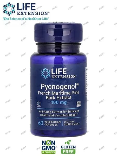 Life Extension, Пикногенол, экстракт коры французской морской сосны, 100 мг, 60 вегетарианских капсул