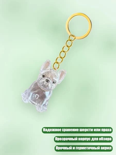 Ключница для хранения шерсти и праха питомца в прозрачном корпусе, - Французский бульдог