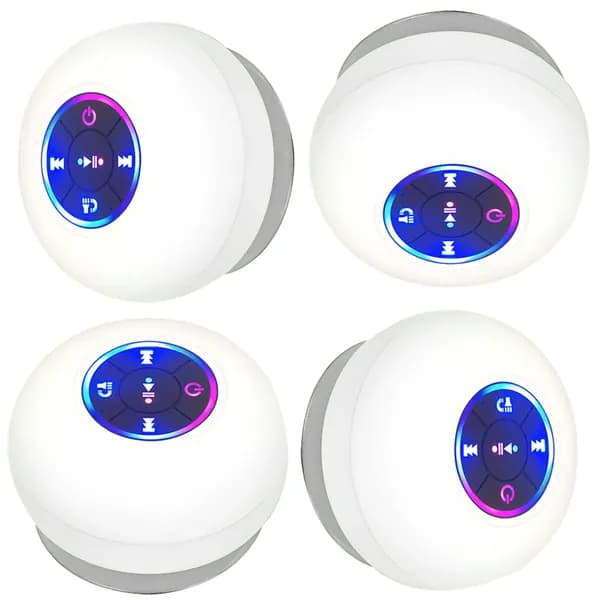 Bluetooth-совместимая колонка для душа с присоской и светодиодной подсветкой (белая)