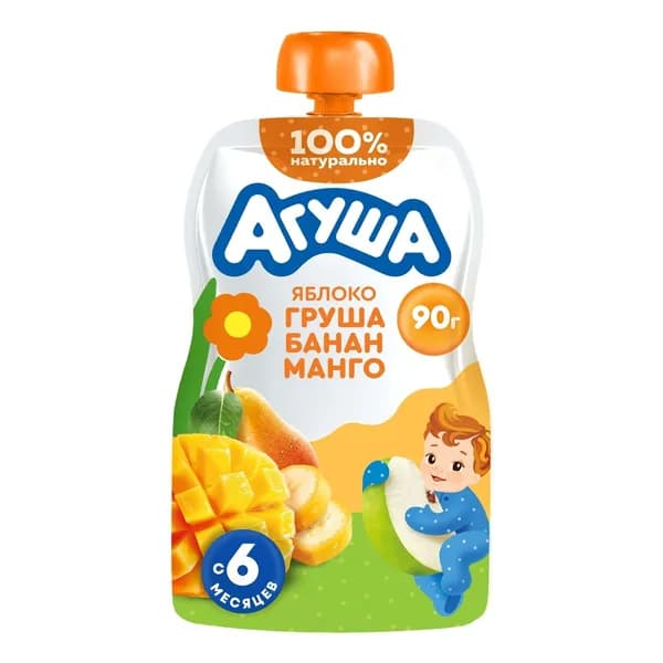 Пюре Агуша яблоко-груша-банан-манго 90 г