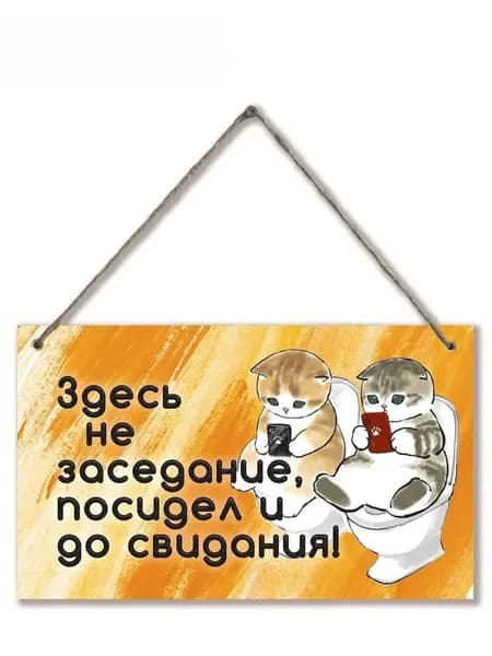 Декоративная табличка Здесь не заседание / Декор для туалета и ванной комнаты / Прикольная табличка