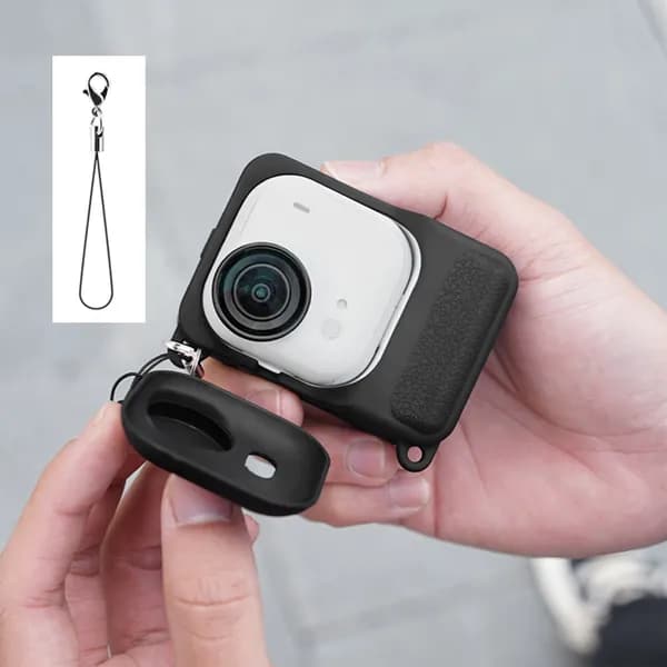 Силиконовый чехол для Insta360 GO Ultra, чёрный, с магнитным креплением