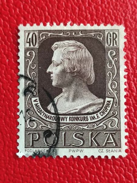 Марки Польша 1955. Польская культура: "Фредерик Шопен". См фото. Гашение