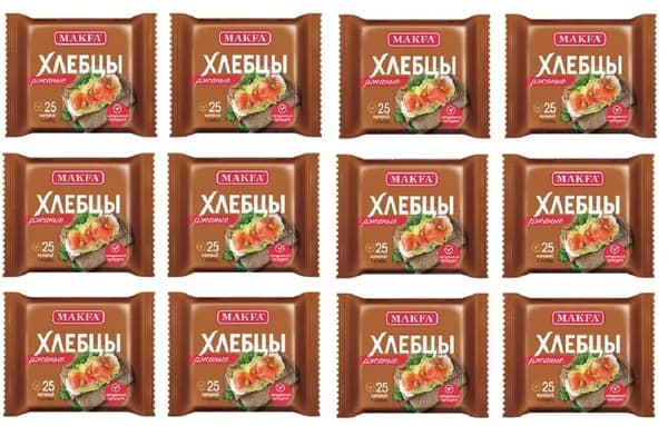 Makfa Хлебцы Ржаные, хрустящие, запеченные, 60 г, 12 уп/