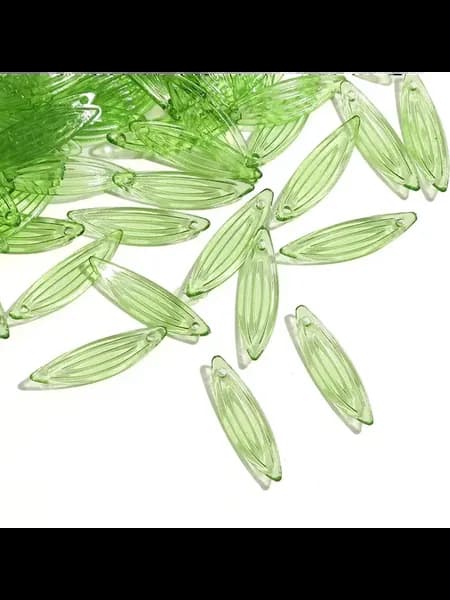 Акриловые бусины листья Green-23x6.5mm 200шт