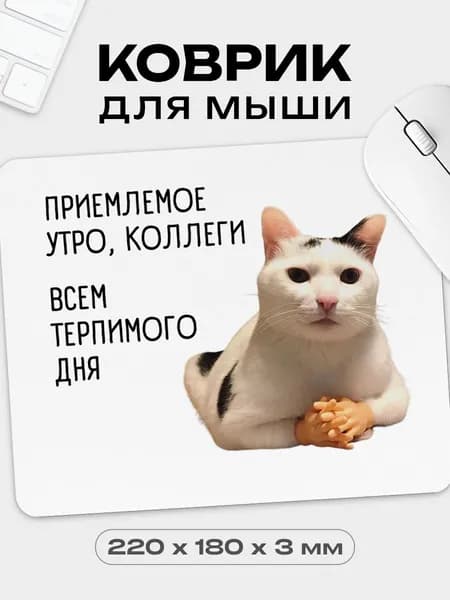 Коврик для мышки с приколом Котик, 18х22 см