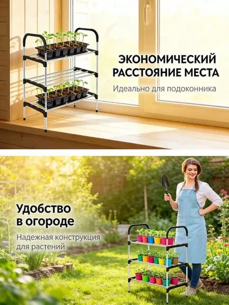 Этажерка, 3 секц., ABS пластик, Металл, 26х58х61 см