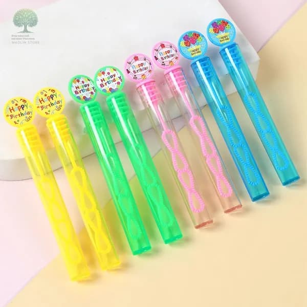Трубки для мыльных пузырей, наклейки с днем рождения, 10 шт