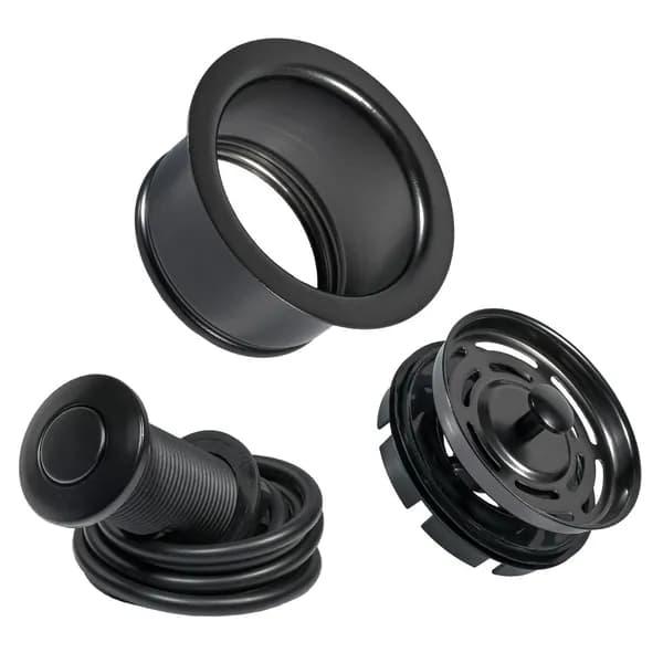 Комплект для измельчителя фланец + кнопка BORT (Black) (Sink Strainer), черный, набор для измельчителя