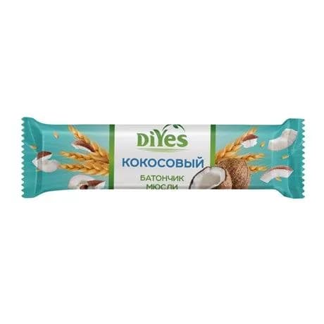 Батончик-мюсли DiYes кокосовый, 25г - 20 шт.