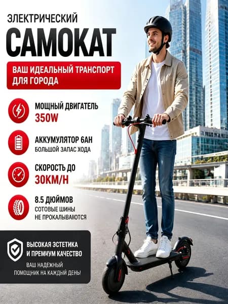 Электросамокат Электрический самокат для взрослых, черный