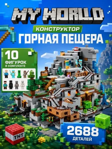 Конструктор Майнкрафт Горная пещера 2688 деталей