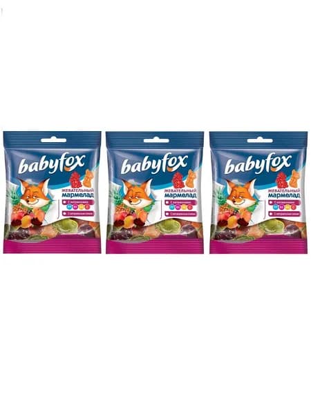 BabyFox Жевательный мармелад с соком ягод и фруктов, 30 гр, 3 уп