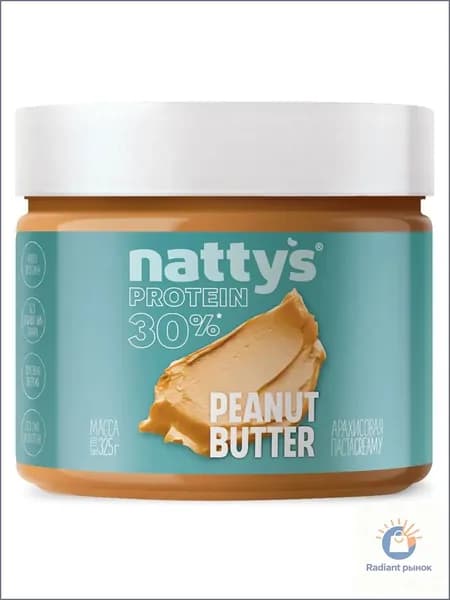 Nattys Протеиновая арахисовая паста без сахара, 325 гр