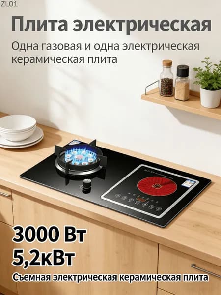 Комбинированная Варочная панель, черный матовый