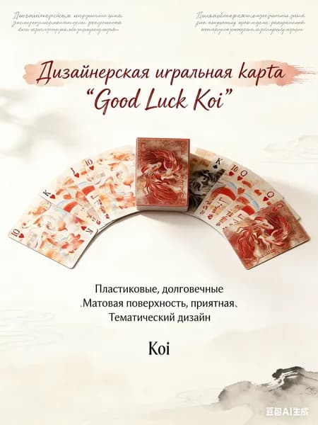 дизайнерские карты игральные колода 54 штуки 100% пластик матовая поверхность Good Luck Koi для покера и домашних игр