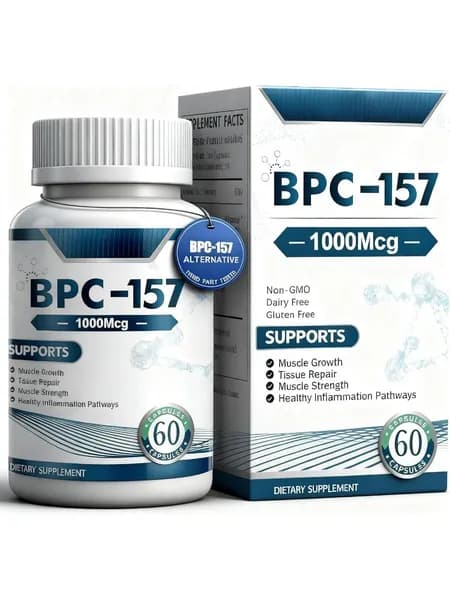 Капсулы BPC-157 для здоровья желудка, поддержки суставов и связок. 60 капсул в упаковке.
