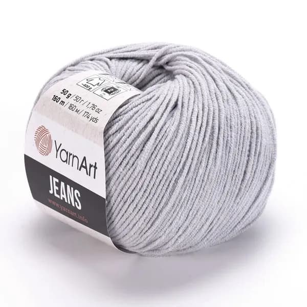 Пряжа Jeans (YarnArt) - 80 (св.серый) - 1 моток, 55% хлопок, 45% полиакрил, (50г, 160м) нитки для ручного вязания