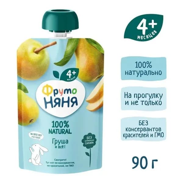 Пюре ФрутоНяня из груш (43000233) с 4 месяцев 90 г * 12 шт