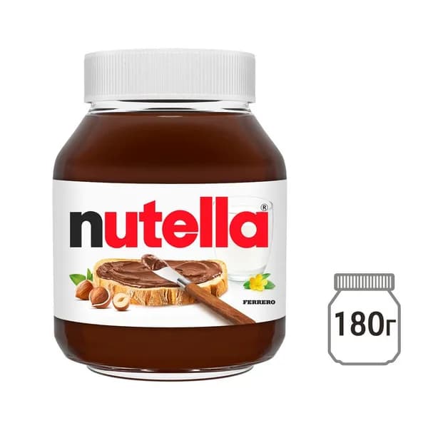 Шоколадная, ореховая паста Nutella 180г 1шт