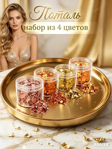 Золотистая шоколадная крошка Поталь для украшения Пасхи