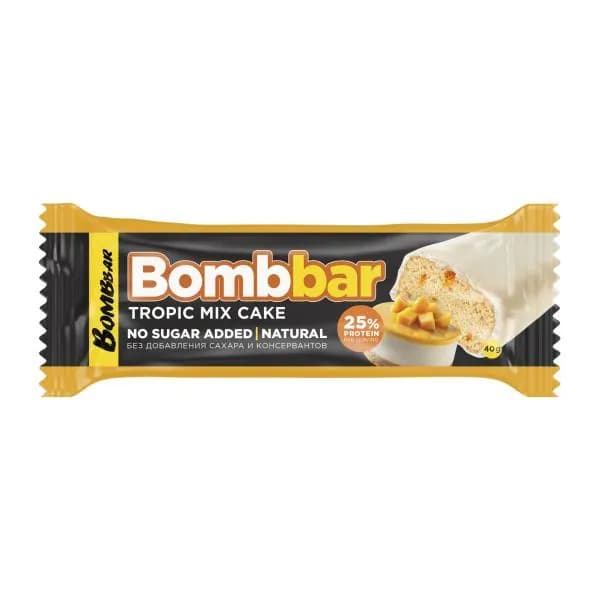 Батончик Bombbar глазированный Тропический микс 40г