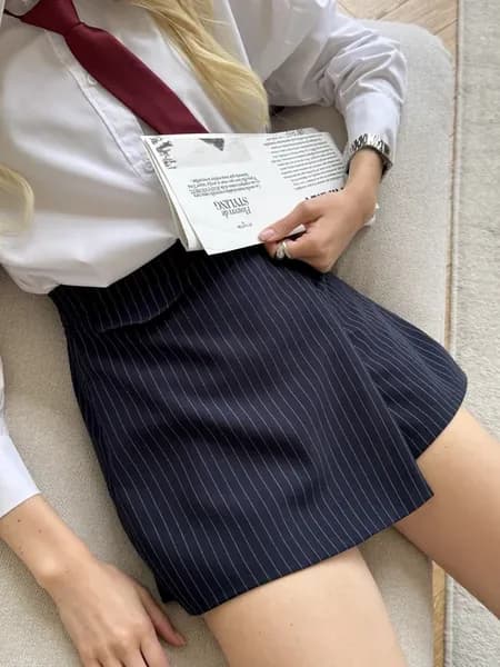 Юбка шорты в полоску школьная