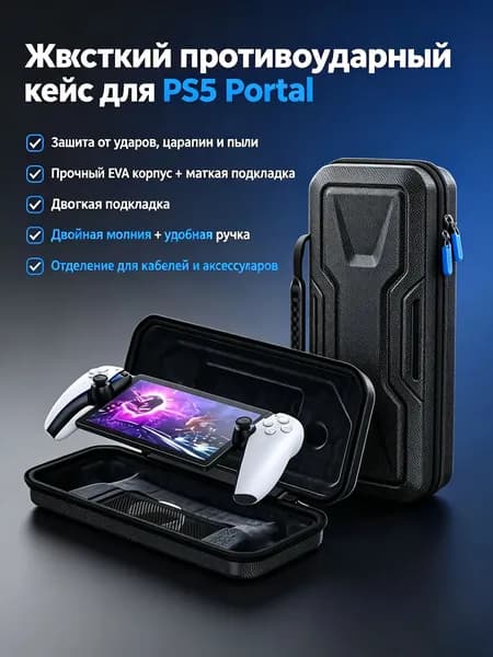 Чехол для PS5 Portal, защитный EVA кейс с жёстким корпусом, противоударная сумка для игровой консоли