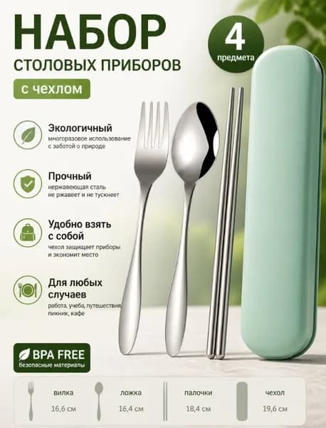Набор вилка и ложка для салата Кухонные принадлежности 3 предм. серебристый