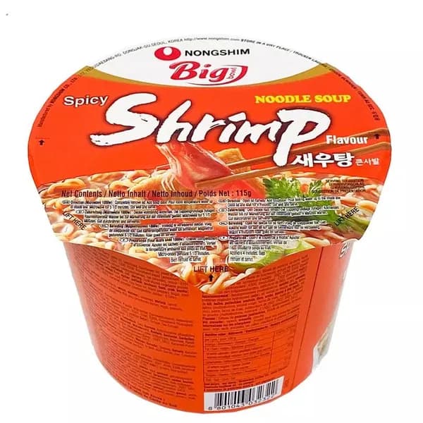 Лапша быстрого приготовления со вкусом креветок острая, Nongshim, 115 г