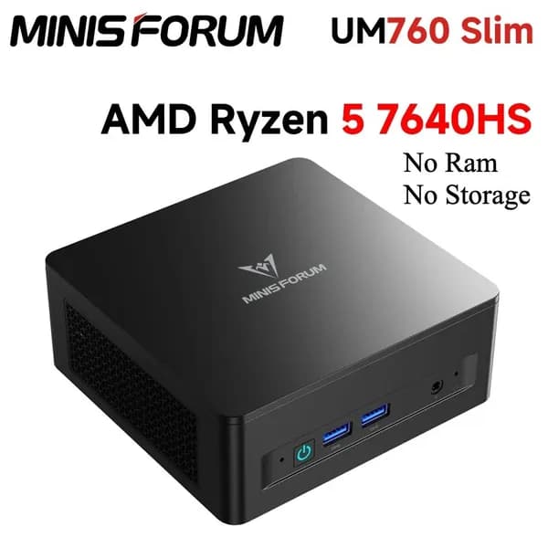 MINISFORUM Мини-ПК (AMD Ryzen 5 7640HS, RAM Отсутствует, ), MINISFORUM UM760slim