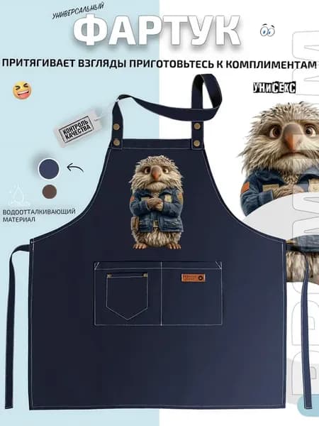 Фартук птица сыщик в синей форме и жетоном