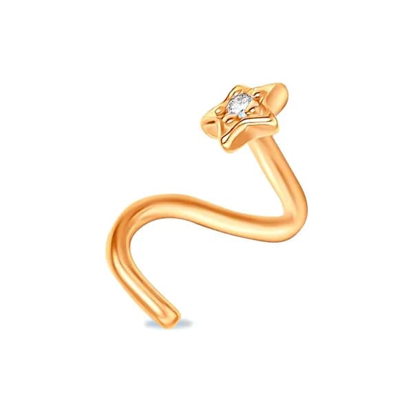Пирсинг в нос с фианитом из красного золота 585 пробы 585GOLD