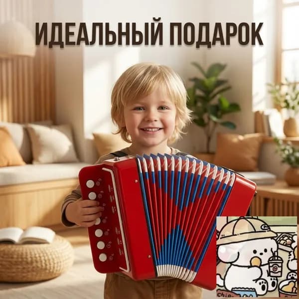 Детский аккордеон для начинающих, обучающая портативная музыкальная игрушка 7 клавиш, безопасный материал.