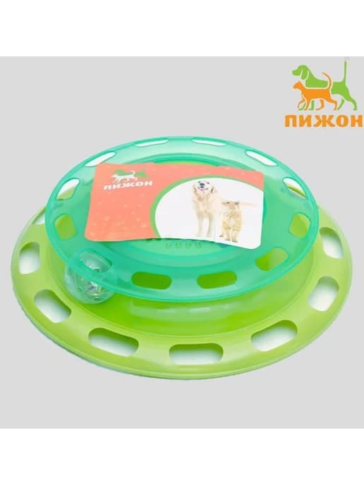 Игровой комплекс для кошек с отсеками и шариком зелёный