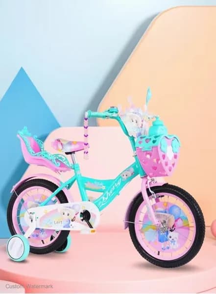 Детский велосипед розовый для девочек 3-8 лет с подставками
