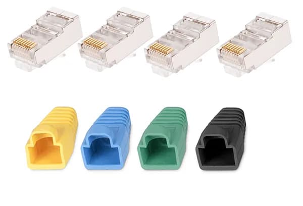 Набор Джек RJ-45 8P8C CAT 5e - 4 шт. Колпачок RJ-45 - 4 шт. разноцв.