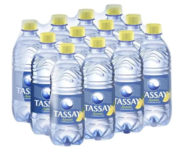 Вода питьевая TASSAY (Тассай), со вкусом лимона, с газом, 0.5 л х 12 шт, ПЭТ