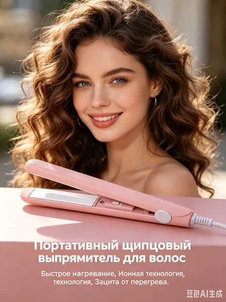 Плойка-гофре, Щипцы-гофре2026 Компактный профессиональный стайлер, керамическое покрытие, пластины 60х12 мм, вращение шнура на 360, дорожный