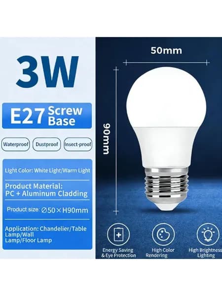 Лампочка, 3 Вт, Накаливания, 1 шт.