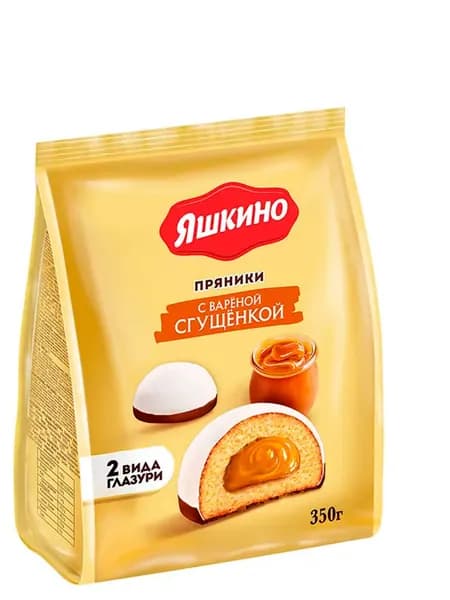 Пряники Яшкино с начинкой вареная сгущенка 350 г особо мягкие