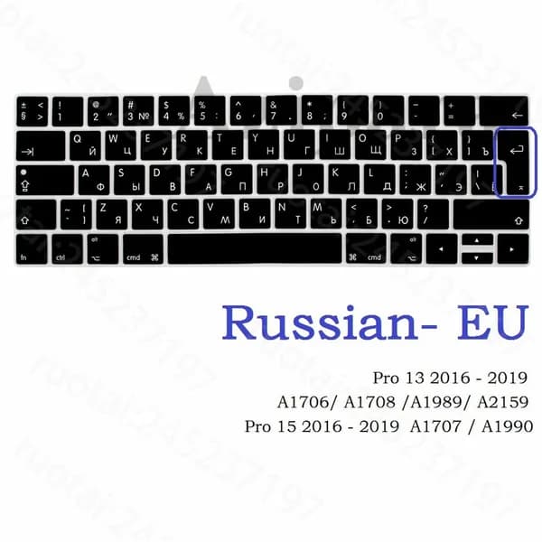 Мягкая накладка на клавиатуру для MacBook Air 13 (2020), Ruotai Pro 13/15/14/16 (2020, 2021, чип M1), русская/европейская, артикулы A2337 A2338 A2442, силикон