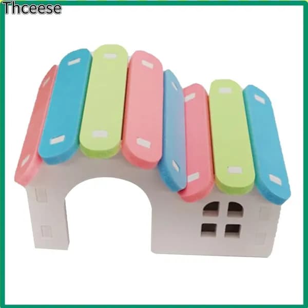 Уютный домик для хомяков, из PVC, компактный, для мелких грызунов Коттедж Радужный дом