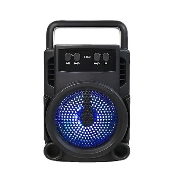 Портативная колонка беспроводная Bluetooth с ручкой и подсветкой черная