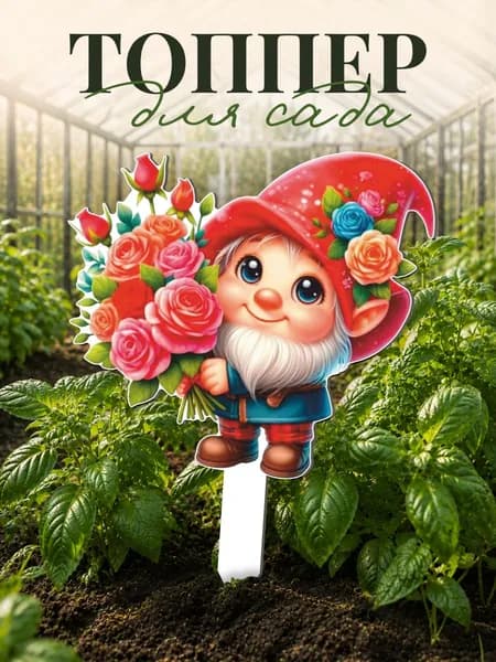 Фигурки для сада Гном с цветами