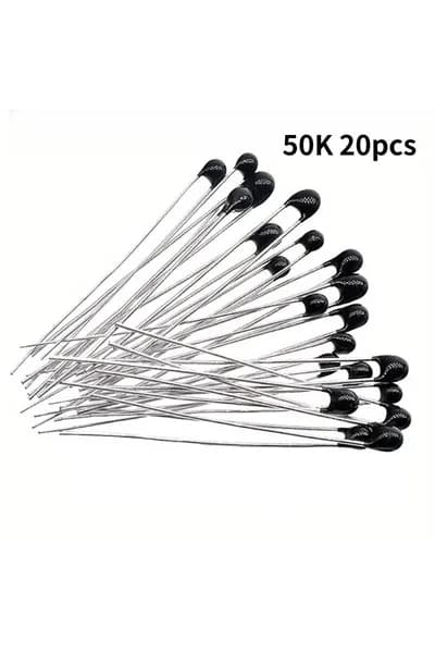20PCS Терморезистор NTC Терморезистор MF52 NTC-MF52AT 50K 5% 3950B 50k Ом для измерения температуры Черный