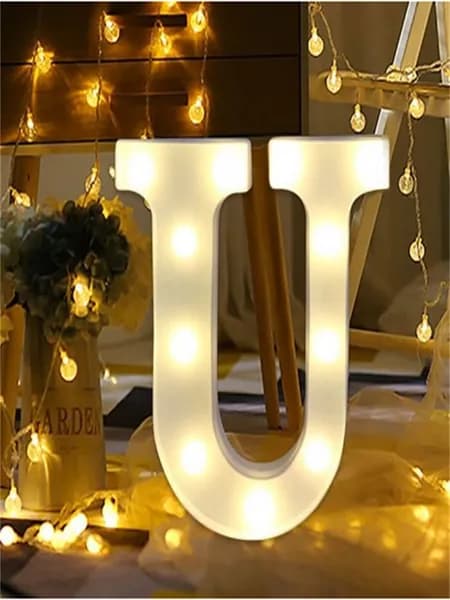 Большая светящаяся алфавитная декоративная вывеска "Любовь" LED A-Z, U
