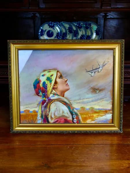 Картина. Бумага. Пастель. С подписью автора. Середина 20 века. Европа